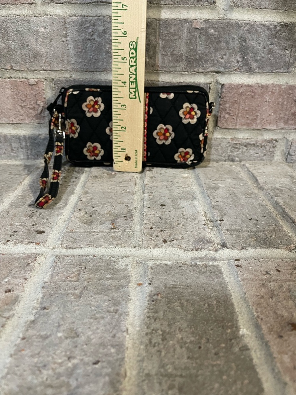 Vera Bradley Black Quilted Floral Wristlet with Red and Cream Accents - Picture 5 of 8